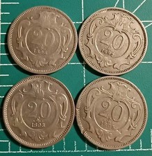 4 COINS   AUSTRIA   20 HELLER COIN   1893,1895-KM# 2803