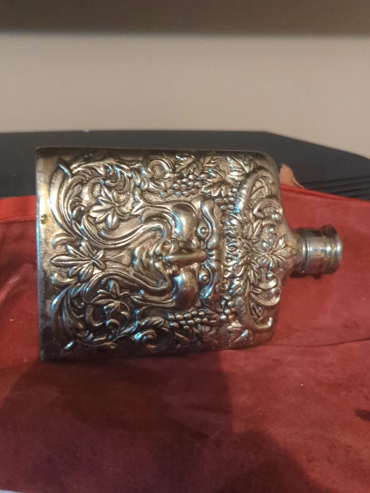 Frasco de vino Godinger vintage plateado cara de Baco dios del vino 1983 Foto 4 de 4