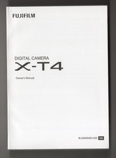 Fuji Fujifilm Genuine X-T4 Camera Instruction Manual / User Guide In English