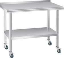 Stainless Steel 48" x 24" Commercial Kitchen Work Food Prep Table with Casters