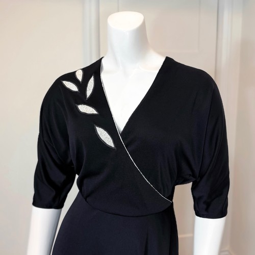 Vintage 70's WRAP BOHO MAXI DRESS M Black Half Sleeves Hippie Draped Retro Dance, $84.55 - Photo 5