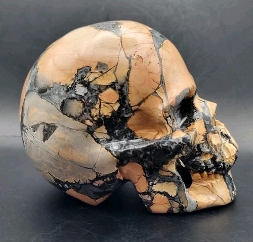 565 Gr Maligano Jasper Fine Art Skull - Stunning Maligano Jasper Skull Sculpture - Picture 2 of 5