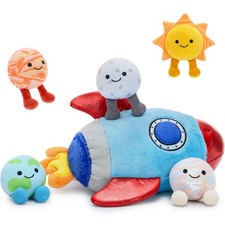 Muiteiur 13.8 Inch Rocket Planet Playset Plush Toys with Storage for Kids