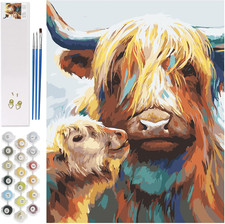 Paint by Numbers for Adults Canvas Highland Cow DIY Acrylic Adult Paint by Numbe