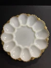 Vintage Anchor Hocking Fire King 10" Milk Glass Deviled Egg Oyster Plate 1950s