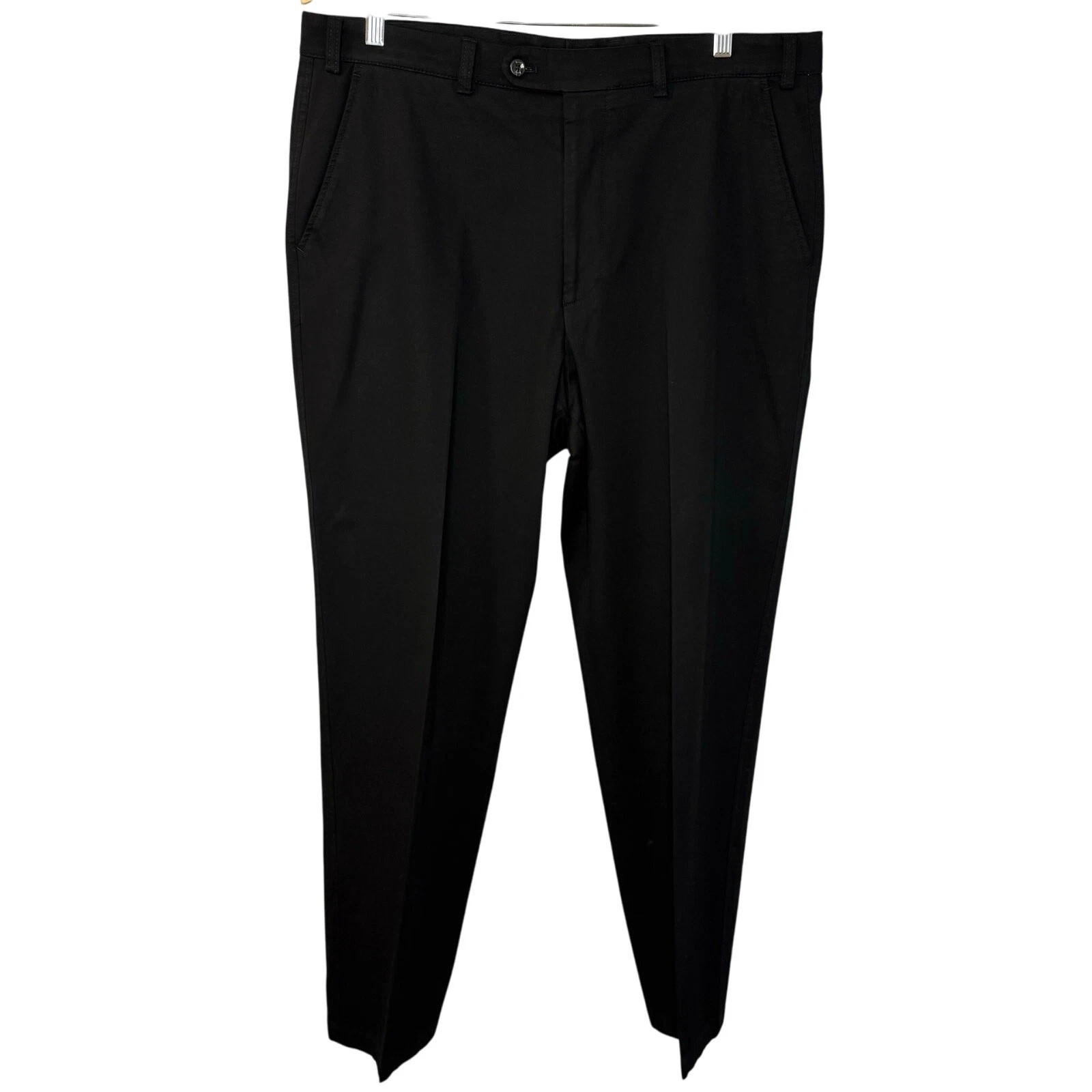 Hiltl Ultimate Trouser Dress Pants Mens 36x31 Black Flat Front Chino Preppy