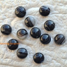 Natural Black Banded Agate Round Cabochon 5mm to 15mm Loose Gemstone