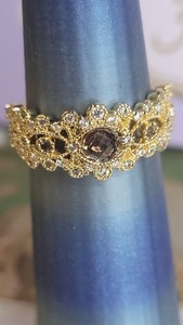Bomb Party OG Ring Size 8 "Moonlight Tiara" Brown Tourmaline CZ/Gold Plating