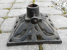 9" Vintage Cast Iron Ornate Square Flag Pole Tree Stand