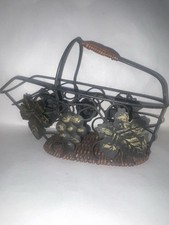Vintage Iron Wine Pouring Basket With Handle & Foliage Design 27x17x11cm