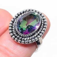 Mystic Topaz Gemstone Handmade 925 Sterling Silver All Size Ring For Gift