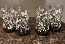 SET Of 4 Vintage Libbey Drinking Glasses Monarch Butterfly
