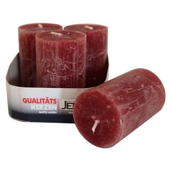4Er Pack Ebersbacher Rustik Stumpen Bordeaux (Ø X H) 50 X 80 Mm (4 X 4 StüCk)-image