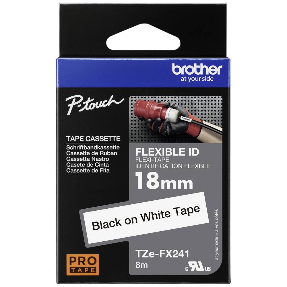 Brother TZe-FX241 ruban blanc pour organiser les câbles de votre bureau et home cinéma
