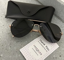 Freckles Mark Oversized Aviator Sunglasses Vintage Retro Gold Metal Polaraized