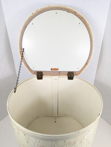 1960’s Pearlwick Hamper MCM Gold Speckles Atomic Hamper Padded Stool 17" Tall - Picture 8 of 24