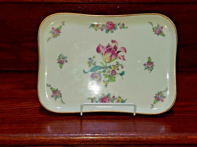 Concorde Fine China Floral Tray 11'' x 8'' Gold Trim Excellent Condition 
