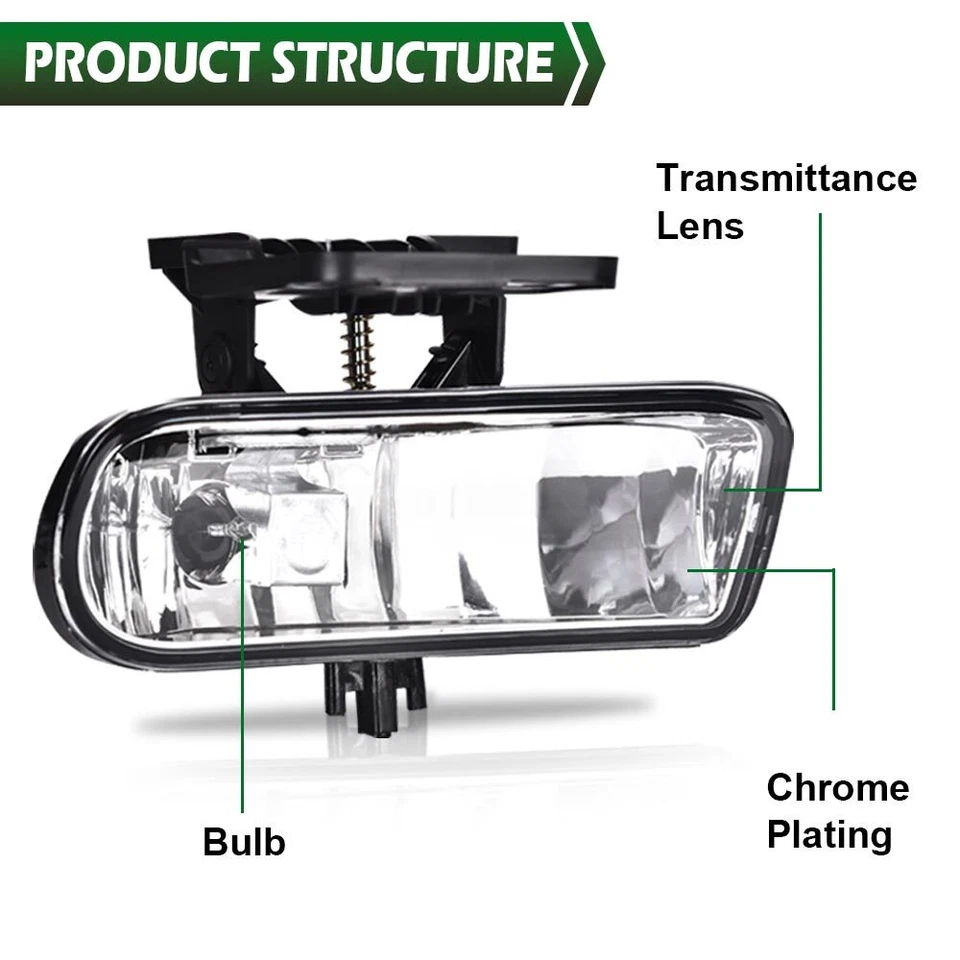 Fit For 99-02 GMC Sierra 00-06 Yukon Smoke Lens Bumper Fog Lights Driving Lamps - Image 2 of 4