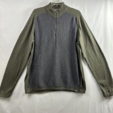 Eddie Bauer 1/4 Zip Sweater Mens XL Wool Blend Waffle Knit Color Block