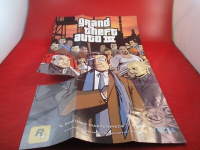Grand Theft Auto III Playstation 2 PS2 Promo Poster/Map Insert ONLY *damaged* #L