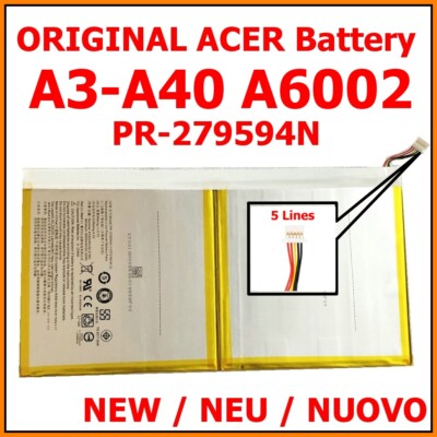 A3-A40 Battery for Acer Iconia Model PR-279594N (1lCP3/95/94-2) 4.2V 6000mAh