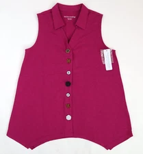 NEW! Soft Surroundings Danielle Button Tank Fiery Fuchsia Sz PETITE MEDIUM