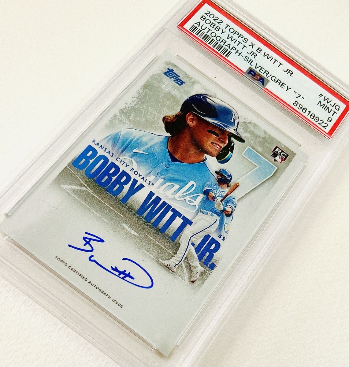 2022 Topps X Crown Bobby Witt Jr. Auto Silver Grey Jersey #7/7 RC 