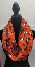 Gorgeous Halloween Sheer Infinity Loop Scarf. "Witch, Ghost & Bat Design"