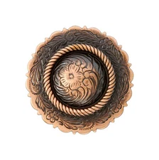 Western Equestrian Tack Antique Copper Rope 1 1/2" Concho's Set of 6