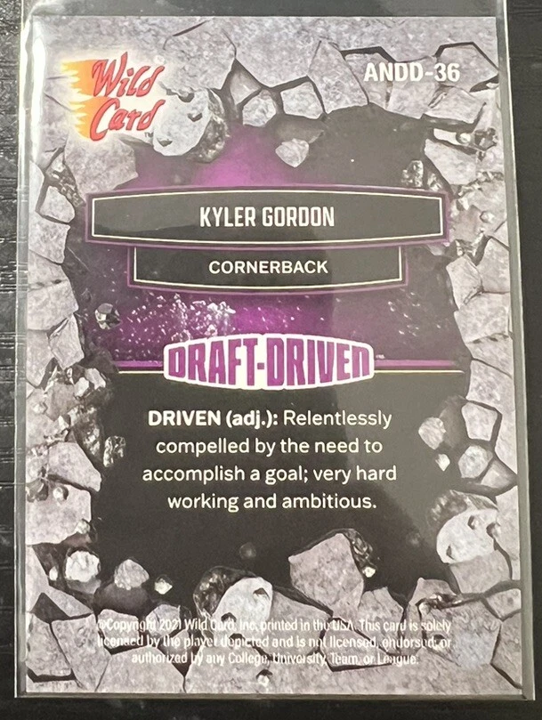 2021 Wild Card Alumination Collegiate Purple Draft-Driven Kyler Gordon Bears - Image 2 of 2