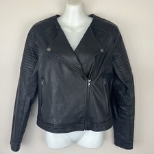 Kendall & Kylie Women's Small Black Vegan Leather Moto Jacket