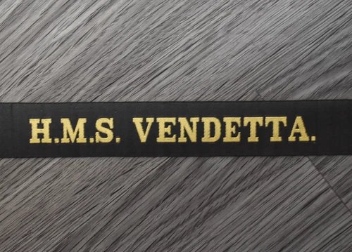 Royal Navy Cap Tally Ribbon - H.M.S. Vendetta. (DOT) - WW1 Destroyer