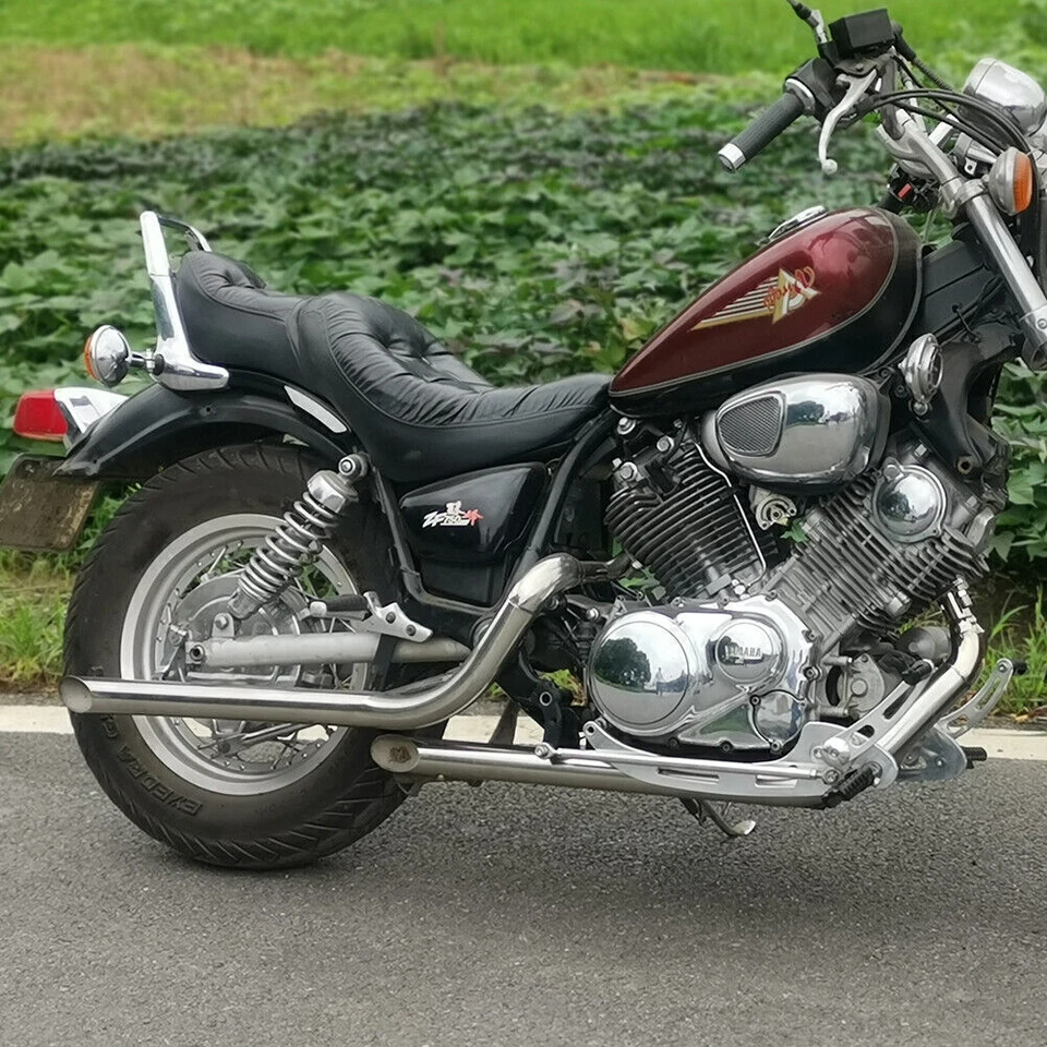 Système d'échappement complète silencieux Inox pour YAMAHA XV 750 1100 /S Virago - Photo 2/4