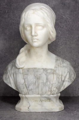 BUSTE PRIMO AMORE PROFESSOR GIUSEPPE BESSI (1857-1922) BUST MARBLE MARBRE FEMME - Photo 1/4