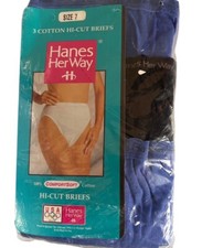 Vintage 1994 Hanes Her Way Hi-Cut Cotton Brief Panties 3 Pair Size 7 NOS