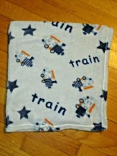 HTF Little Beginnings Blue Train & Stars Baby Blanket/Lovey