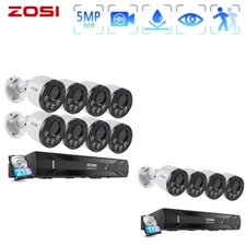 ZOSI 5MP 8CH NVR 4MP PoE Security Bullet IP Outdoor Camera System Audio 2TB HDD