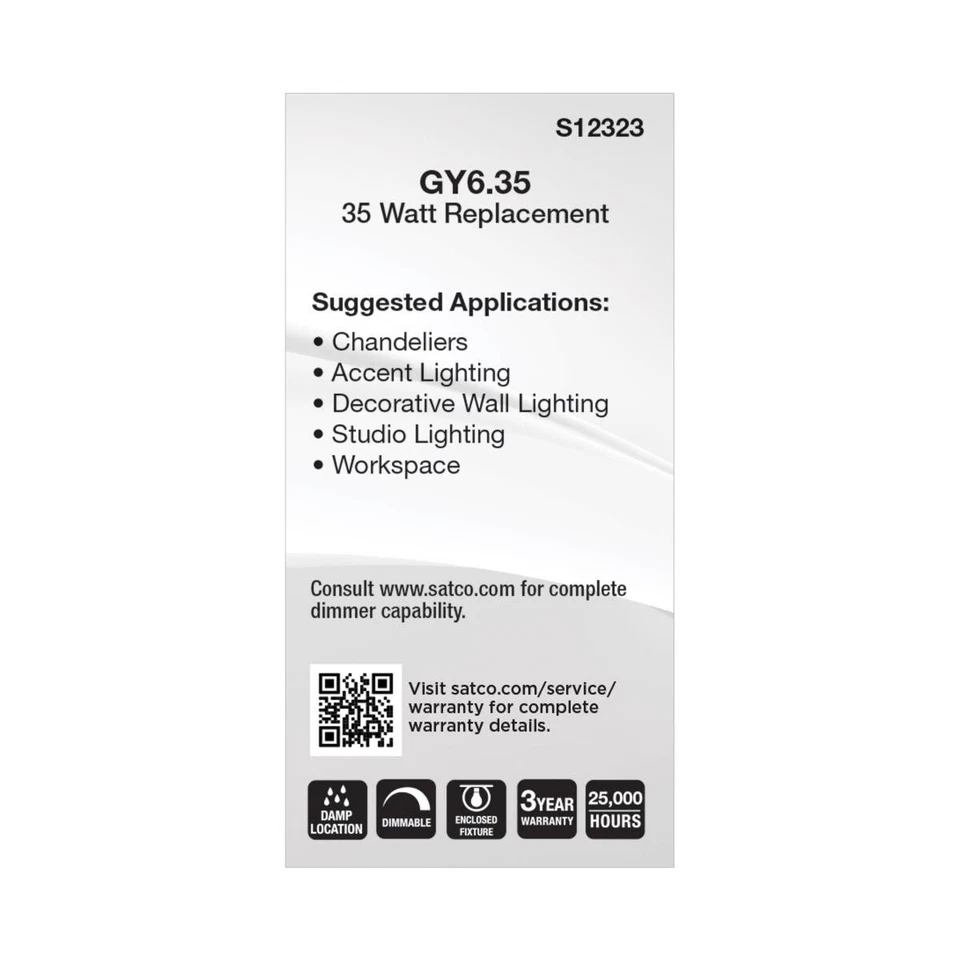 Satco S12323 - 4.5 Watt T6 LED Bulbs - GY6.35 Base -5000K ( 2, 5, 10 or 20 Pack) - Image 4 of 4