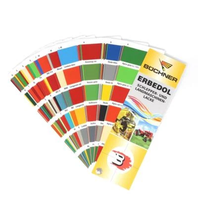 Farbmuster-Karte von Büchner Erbedol Schlepperlack Kunstharzlack Farbfächer