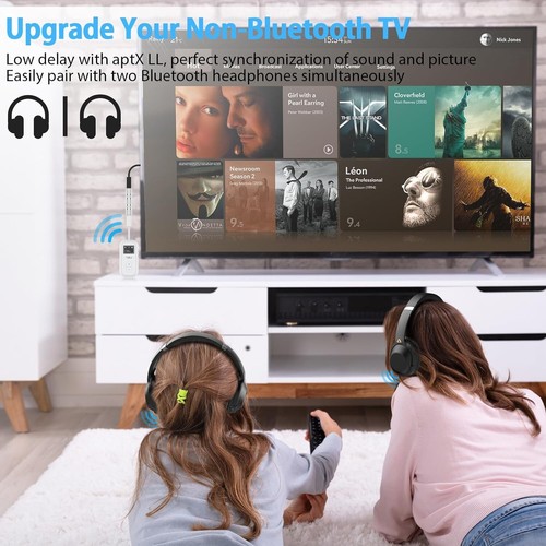 Bluetooth 5.3 Transmitter for TV to 2 Wireless Headphones, Support aptX Adapt... - Afbeelding 2 van 11