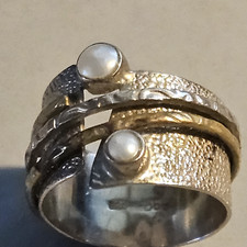 Vintage Sterling 925 Pearls Ring 5 Grams Size 6.5