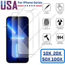 Lot Bulk Tempered Glass Screen Protector For iPhone 14 13 12 11 Pro Max XR 8 7 6