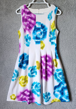 Calvin Klein Women's Sleeveless Fit & Flare Scuba Dress Bright Floral Size XS