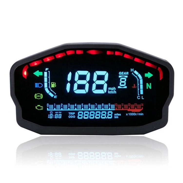 Digital Universal Motorcycle Speedometer Gauges Odometer Tachometer With Sensor - Image 2 of 4