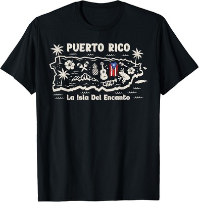 Puerto Rico La Isla del Encanto Puerto Rican Flag Retro T-Shirt Hoodie