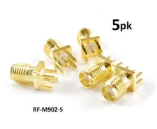 5-PACK SMA Female PCB Clip Edge Mount 1.6mm Connector RF Adapter - RF-M902-5