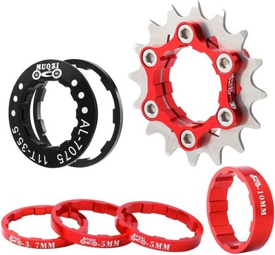 Single Speed Conversion Kit 13T/14T/15T/16T/17T Cassette Spacers Black Gold Red