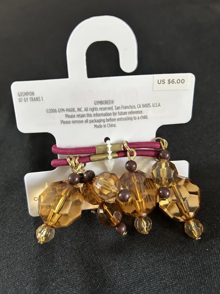 NEW 2007 Kid Girl SAVANNA SUNSET Hair Pony Tail Holder Amber Bauble Head Band - Imagem 4 de 4