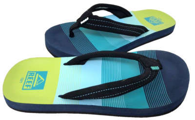 Reef Youth Boy's Ahi Slip On Comfort Flip Flop Sandals Aqua/Blue Size:2/3 121O