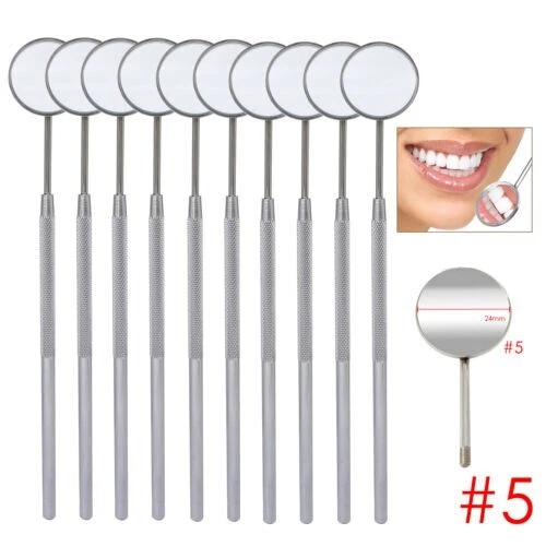 12 Pcs Dental Mouth Mirror #5 w/Handle Dental Instruments German Grade Stainless - Picture 1 of 5